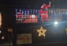 Presépio e chegada do Papai Noel reforçam magia do Natal em frente à Matriz