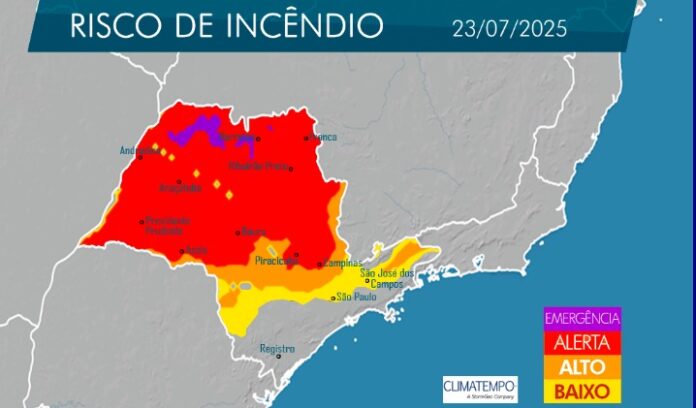 Mapa de risco de incendio dia 23