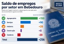 Mercado de trabalho fecha agosto com saldo positivo de 256 empregos