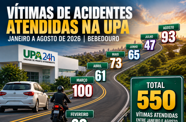 Acidentes mais que dobram e UPA atende 93 vítimas em agosto
