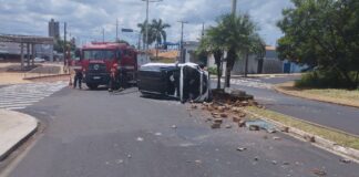 Capotamento deixa mulher ferida na Raul Furquim