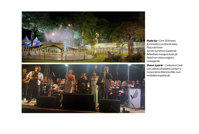 arte natal iluminado e banda