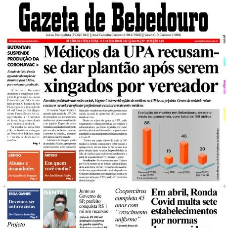 Confira a capa da edição 10.578 de 15 a 18 de maio de 2021.