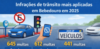 Mais de 7 mil multas: Bebedouro registra 20 infrações de trânsito por dia