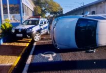 Motorista perde controle e colide contra viatura da GCM